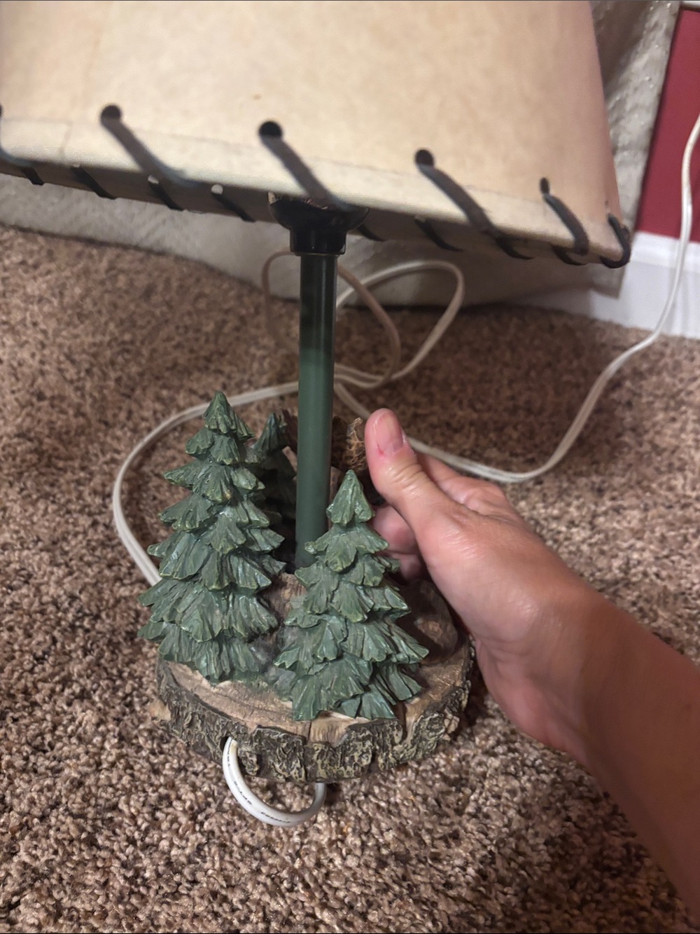 Rustic Moose Table Lamp - Brown and Green Accent - Picture 3 of 10